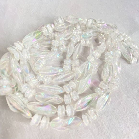 Ultra Long Opera Necklace Clear AB Lucite Long and Rondelle Beads - Picture 5 of 8